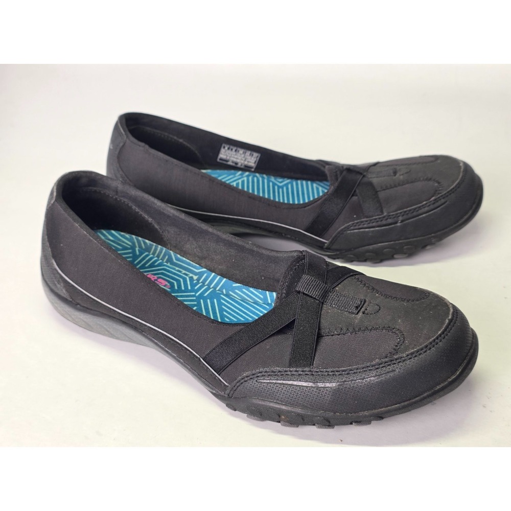 SKECHERS Relaxed Fit Women's Shoes Size 8 Black Memory Foam Slip On Ballets - Picture 3 of 11